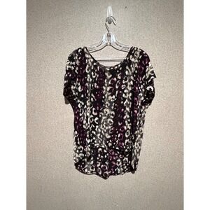 Juicy Couture Leopard Print‎ Scoop Neck Short Sleeve High Low Top Medium